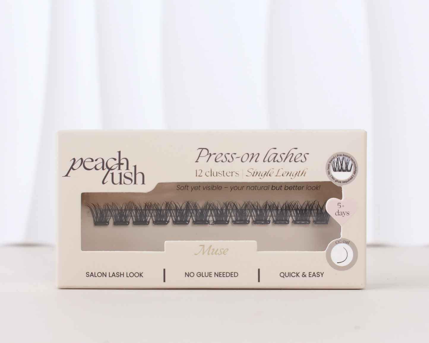 muse single length 12 mm press on lashes zelfklevende wimpers