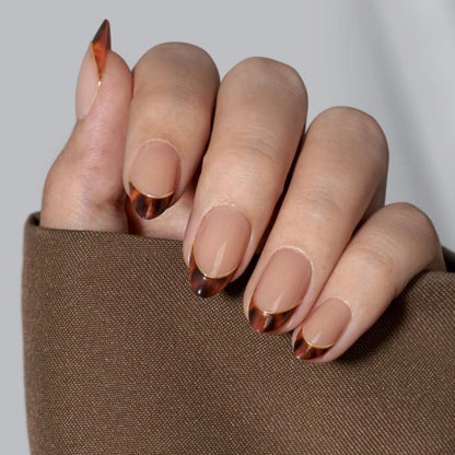 Golden Amber French | Press on nails